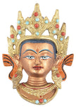 Tibetan Buddha Wall Mask – Handcrafted Spiritual Home Decor with Gold & Gem Accents