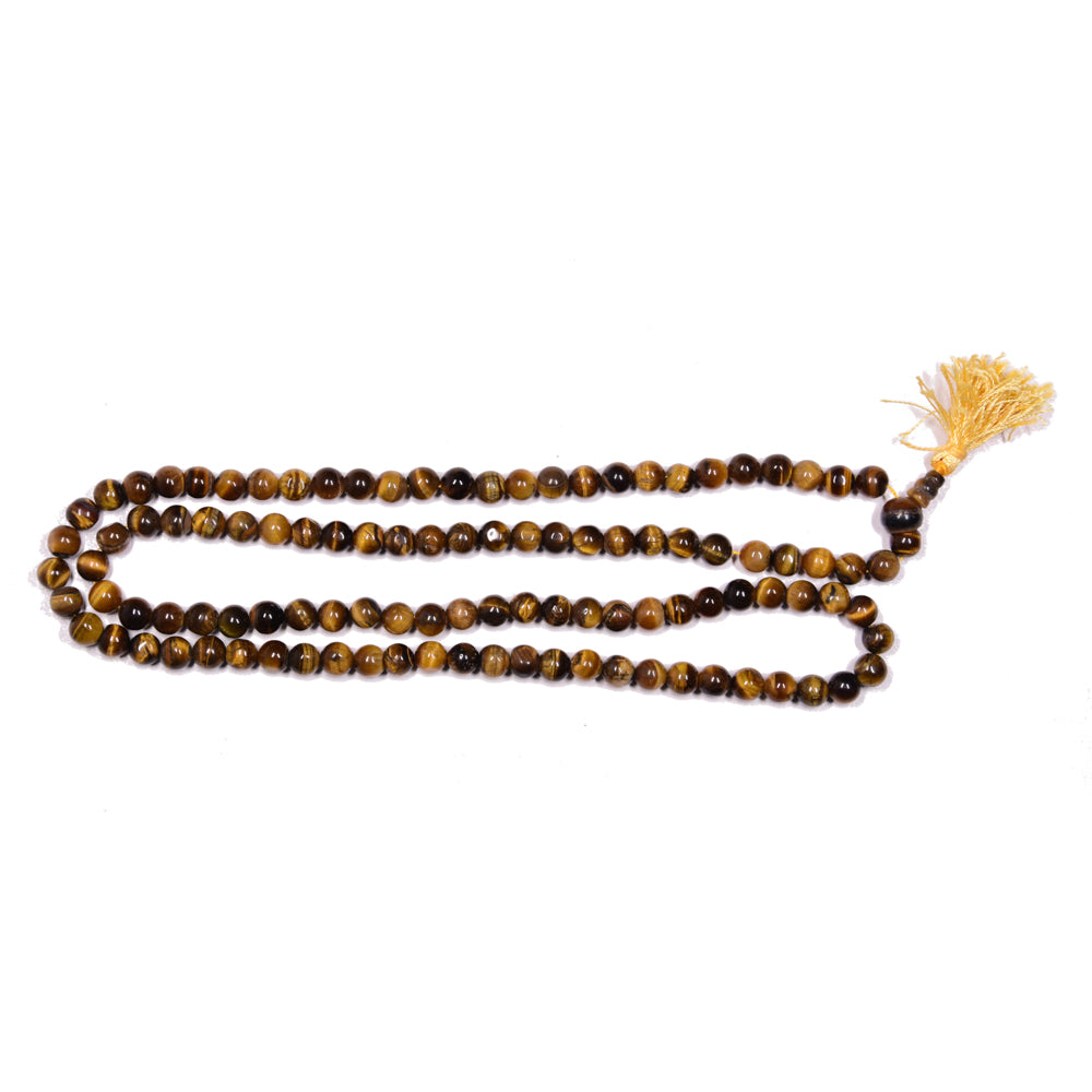 Tiger Eye Mala Necklace – Handmade Meditation & Spiritual Beads for Protection & Focus