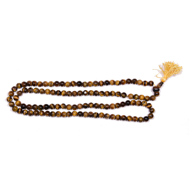 Tiger Eye Mala Necklace – Handmade Meditation & Spiritual Beads for Protection & Focus