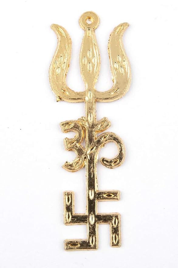 Golden Trishul Wall Ornament – Hindu Spiritual Symbol for Protection & Blessings
