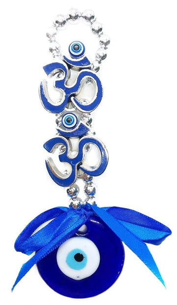 Blue Om & Evil Eye Wall Hanging – Spiritual Protection & Positive Energy Decor