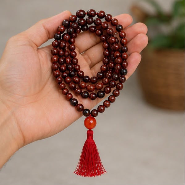 Red Obsidian 108 Beads Protection Mala - Meditation & Prayer Jewelry with