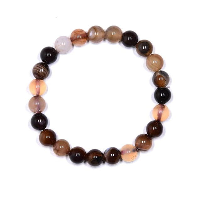 Natural Agate Beaded Bracelet – Handmade Gemstone Jewelry for Balance & Positive Energy