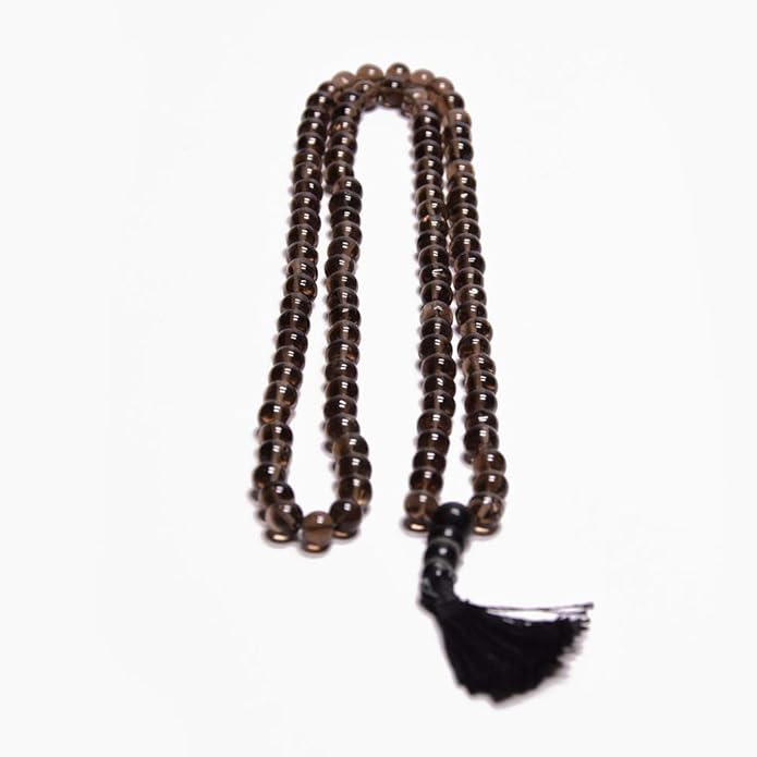 Smoky Quartz Mala Necklace – Handmade Meditation & Spiritual Beads for Grounding