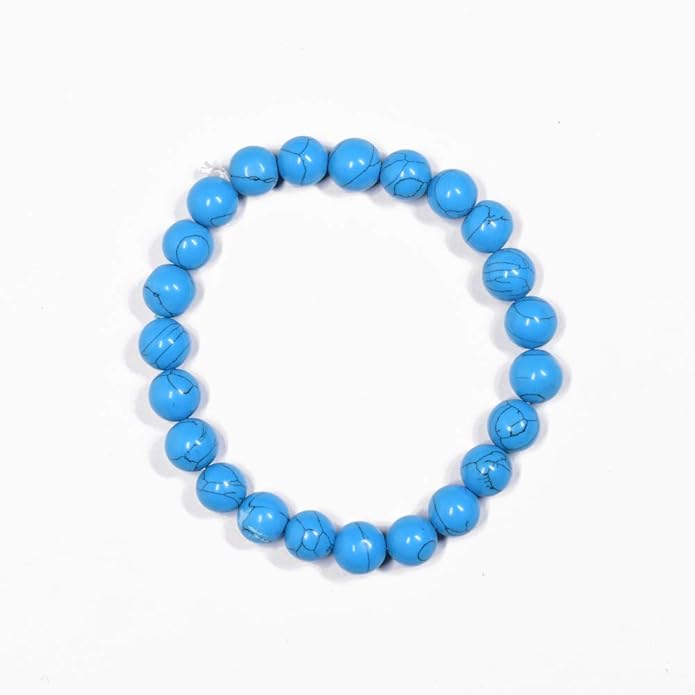 Natural Turquoise Beaded Bracelet – Handmade Stone Jewelry for Protection & Positive Energy