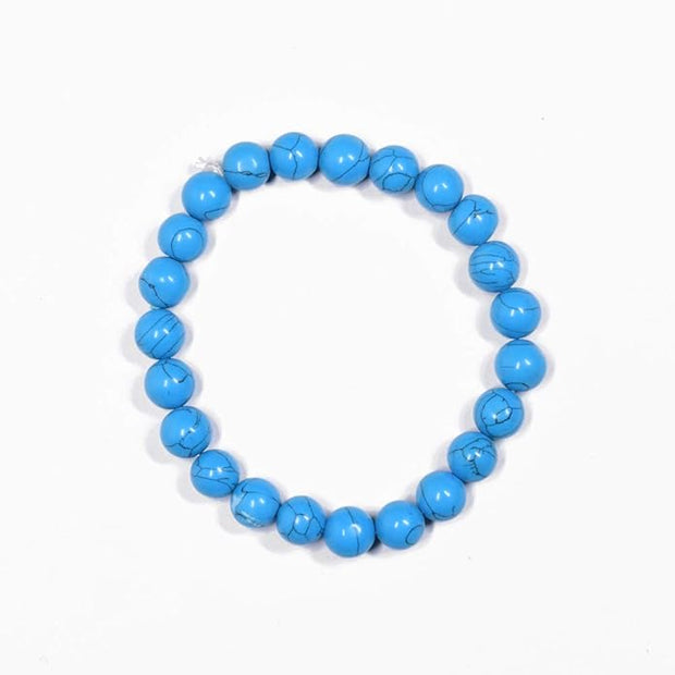 Natural Turquoise Beaded Bracelet – Handmade Stone Jewelry for Protection & Positive Energy