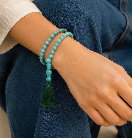 Natural Turquoise Mala Necklace – Handmade Meditation & Spiritual Jewelry