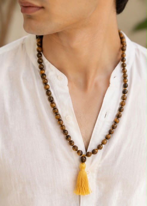 Tiger Eye Mala Necklace –  Meditation Beads for Protection & Positive Energy