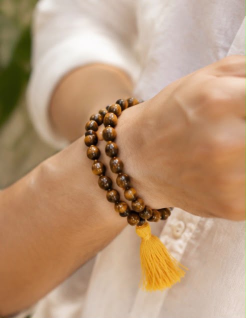 Tiger Eye Mala Necklace –  Meditation Beads for Protection & Positive Energy