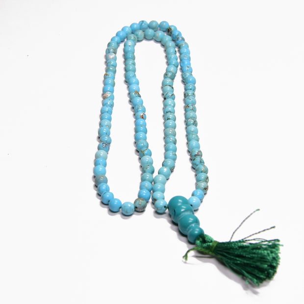 Natural Turquoise Mala Necklace – Handmade Meditation & Spiritual Jewelry