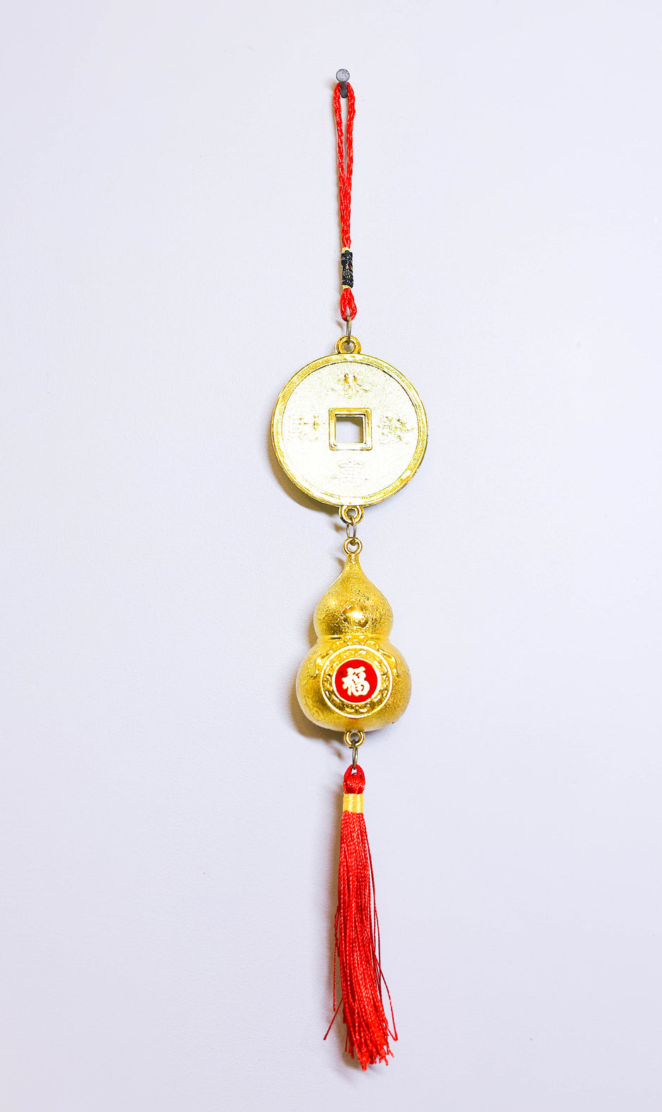 Golden Feng Shui Hanging Coin Tassel for Wealth & Good Luck | Decorative Lucky Charm for Home, Office & Car