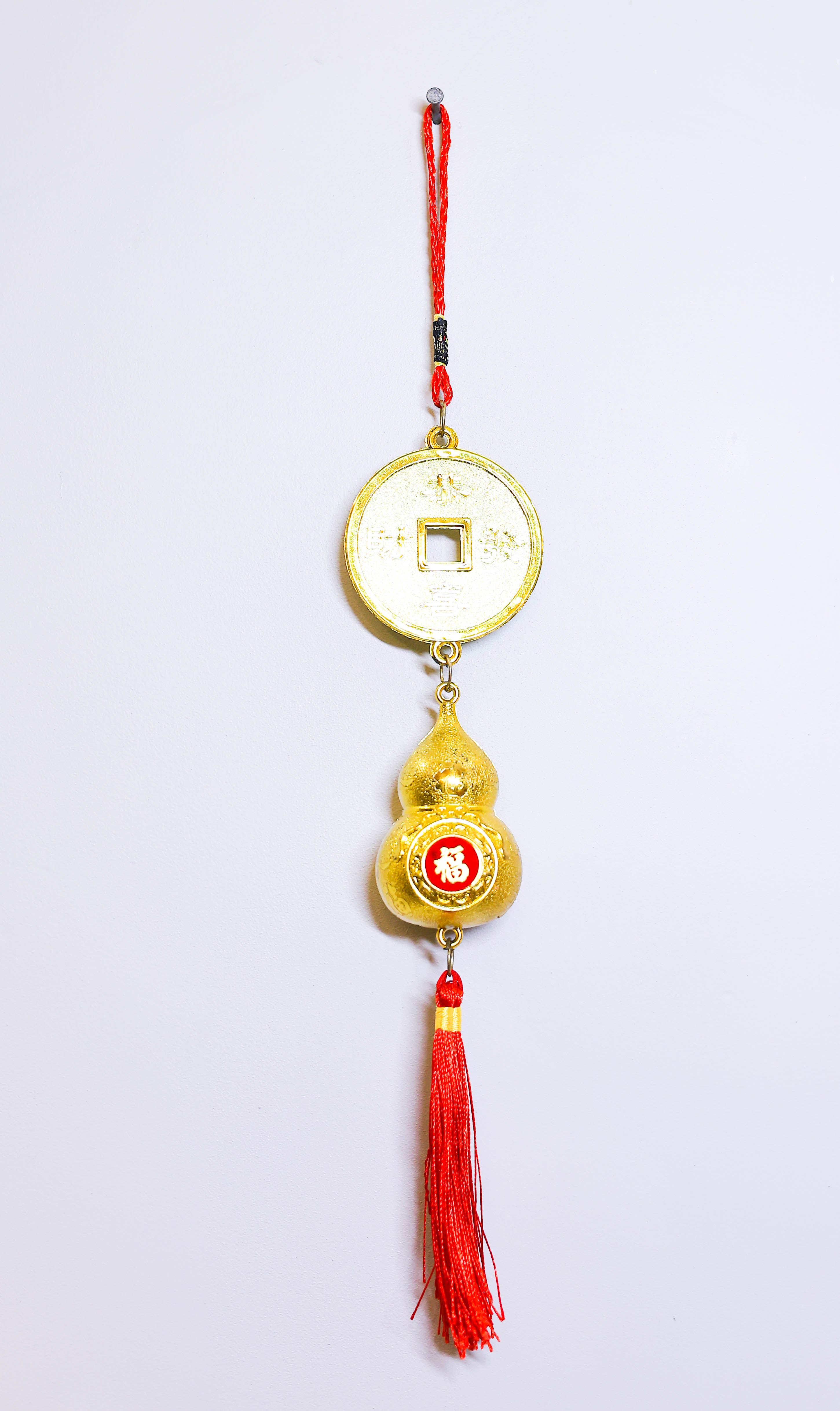 Golden Feng Shui Hanging Coin Tassel for Wealth & Good Luck | Decorative Lucky Charm for Home, Office & Car